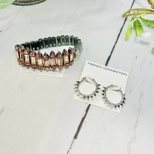NEW French Connection Gem Stone Bracelet and Earring Set